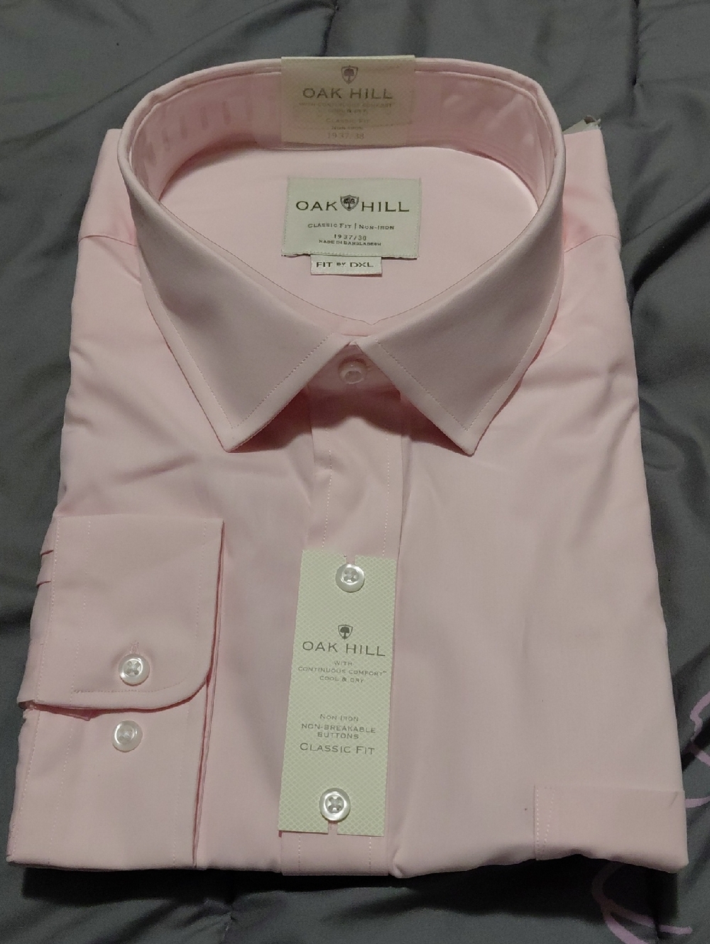 Oak Hill Men's Classic Spread-Collar Dress Shirt in Light Pink